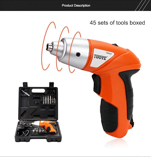 Parafusadeira Chave De Fenda Eletrica Recarregavel com 45 peças Sem Fio Ferramentas